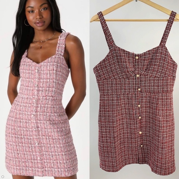 Shein Tweed Clueless Button Fitted Mini Dress Large L - Picture 1 of 8